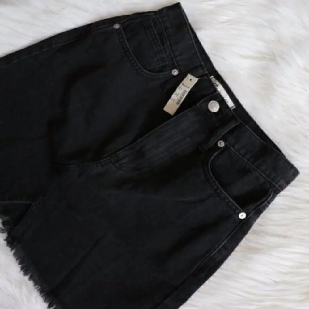 NWT Madewell Black Jean Mini Skirt Size 26 High Rise A Line
